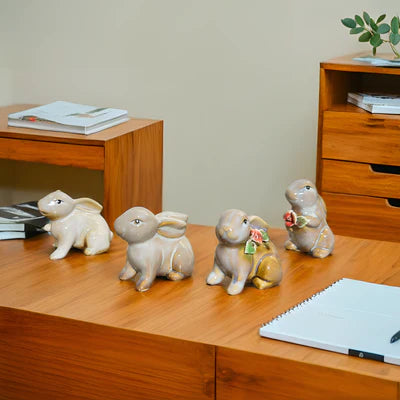 Home Studio | Handcrafted Ceramic Bunny Figurine - Set of 4 pieces Rabbit