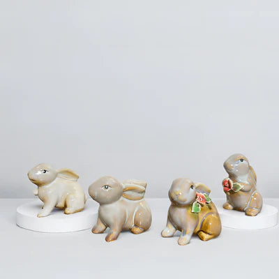 Home Studio | Handcrafted Ceramic Bunny Figurine - Set of 4 pieces Rabbit