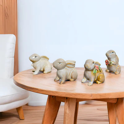 Home Studio | Handcrafted Ceramic Bunny Figurine - Set of 4 pieces Rabbit