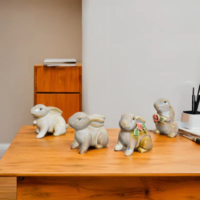 Home Studio | Handcrafted Ceramic Bunny Figurine - Set of 4 pieces Rabbit